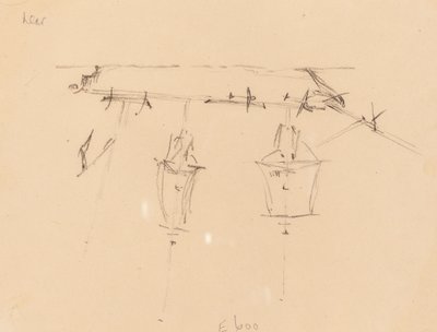 Et seilskip [verso] av Edward Lear