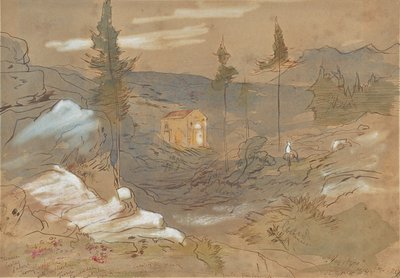 Et helligdom i nærheten av Khania på Kreta, Hellas av Edward Lear