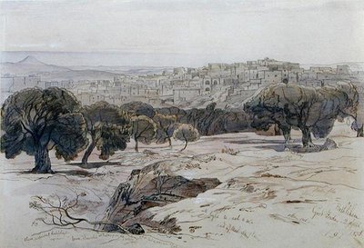 Betlehem - Langfredag 2. april 1858 (penn, blekk og akvarell på papir) av Edward Lear