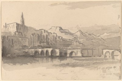 Bro med fjell i det fjerne (Ventimiglia) av Edward Lear