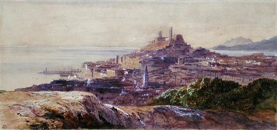 Cannes (akvarell på papir) av Edward Lear