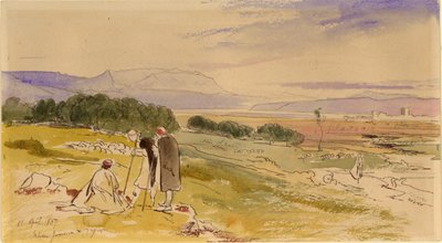 Fjernsyn over Janina (blekk, blyant og wc på papir) av Edward Lear