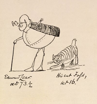 Edward Lear på 73 og en halv og hans katt Foss, 16 år av Edward Lear