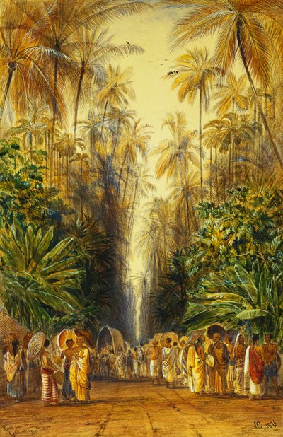 Figurer på en vei nær Galle, Ceylon, av Edward Lear