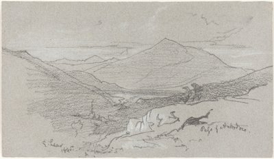 Fjellutsikt fra Antrodoco, 1845. av Edward Lear