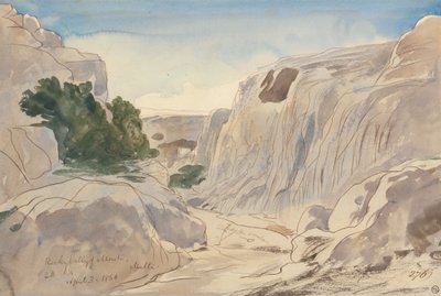 Rocky Valley of Mosta, Malta, kl. 14.15 (3. april 1866) av Edward Lear