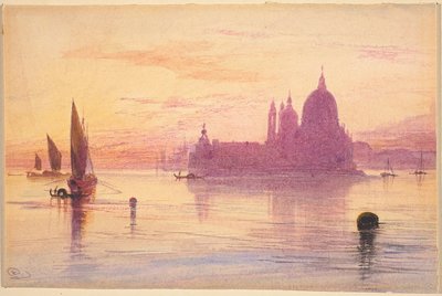 Santa Maria della Salute, Venezia, ved solnedgang av Edward Lear