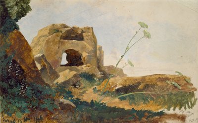 Studie av bergarter og løvverk, Agrigento Girgenti, Sicilia, 1847 av Edward Lear