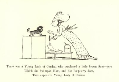 Det var en ung dame fra Corsica, som kjøpte en liten brun saucy-cur av Edward Lear