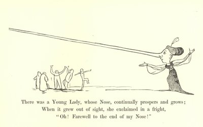 Det var en ung dame, hvis nese stadig blomstrer og vokser av Edward Lear