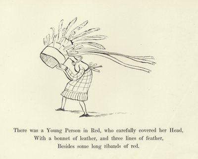 Det var en ung person i rødt, som forsiktig dekket hodet hennes av Edward Lear