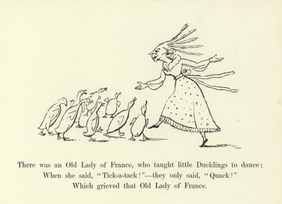 Det var en gammel dame fra Frankrike, som lærte små andunger å danse av Edward Lear