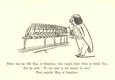 Det var en gammel mann fra Dumbree, som lærte små ugler å drikke te av Edward Lear