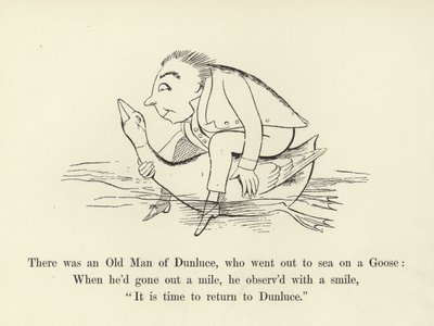 Det var en gammel mann fra Dunluce, som dro ut på havet på en gås av Edward Lear