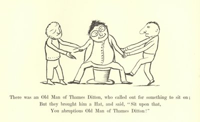Det var en gammel mann fra Thames Ditton, som ropte etter noe å sitte på av Edward Lear