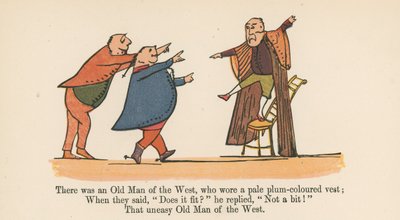 Det var en gammel mann fra Vesten, som hadde på seg en blek plommefarget vest, fra 'A Book of Nonsense', utgitt av Frederick Warne and Co., London, ca. 1875 av Edward Lear