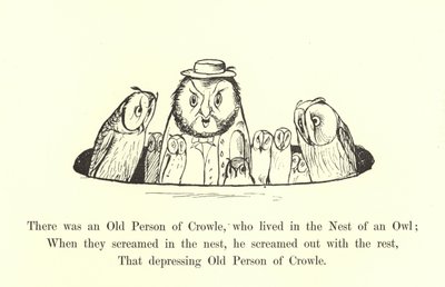 Det var en gammel person av Crowle, som bodde i reiret til en ugle av Edward Lear