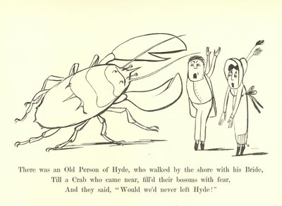 Det var en gammel person fra Hyde, som gikk ved kysten med bruden sin av Edward Lear