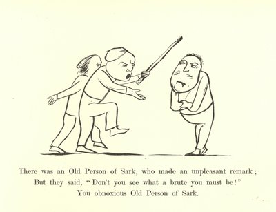 Det var en gammel person av Sark, som kom med en ubehagelig kommentar av Edward Lear