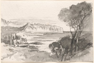 Utsikt over en bukt (Monaco) av Edward Lear
