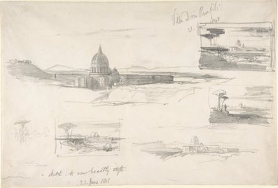 Utsikt over Peterskirken i Roma av Edward Lear