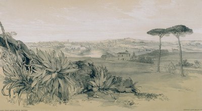 Utsikt i Roma og omegn: Roma fra en villa over Porta Portese av Edward Lear