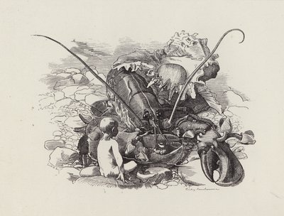 Illustrasjon for The Water-Babies av Charles Kingsley (gravering) av Edward Linley (after) Sambourne