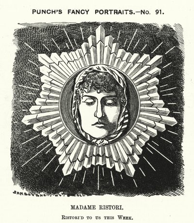 Punch tegneserie: Adelaide Ristori, italiensk skuespillerinne (gravering) av Edward Linley (after) Sambourne
