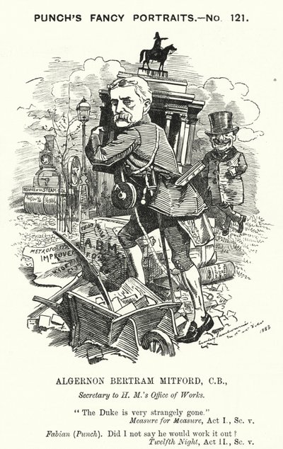 Punch tegneserie: Algernon Bertram Freeman-Mitford av Edward Linley (after) Sambourne