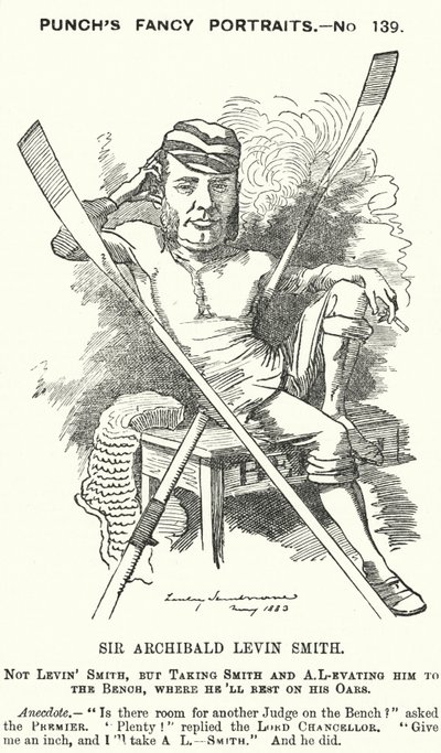 Punch tegneserie: Archibald Levin Smith, engelsk dommer og roer som konkurrerte i University Boat Race og på Henley Royal Regatta (gravering) av Edward Linley (after) Sambourne