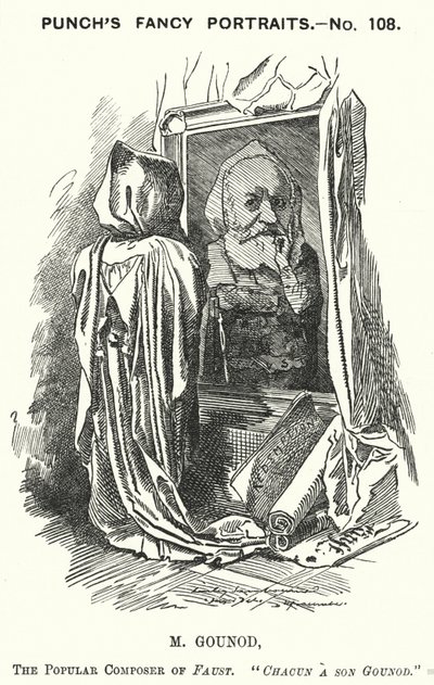 Punch tegneserie: Charles Gounod, fransk komponist (gravering) av Edward Linley (after) Sambourne
