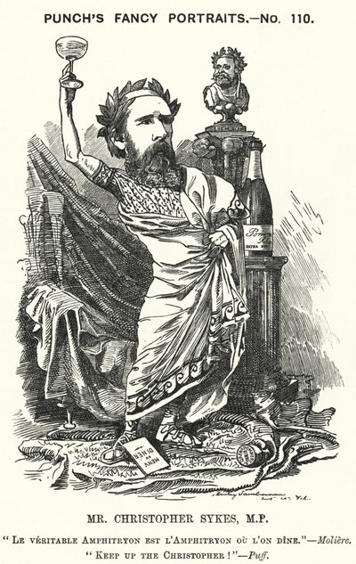 Punch tegneserie: Christopher Sykes, engelsk konservativ politiker (gravering) av Edward Linley (after) Sambourne