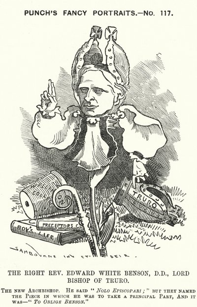 Punch tegneserie: Edward White Benson, engelsk biskop (gravering) av Edward Linley (after) Sambourne
