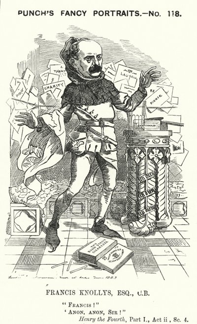 Punch tegneserie: Francis Knollys, privat sekretær for Prince of Wales (gravering) av Edward Linley (after) Sambourne