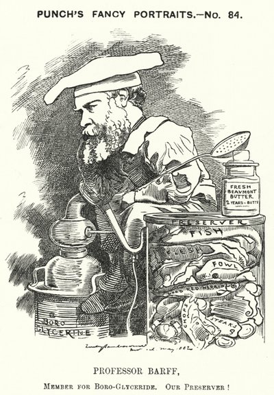 Punch tegneserie: Frederick Settle Barff, engelsk kjemiker (gravering) av Edward Linley (after) Sambourne