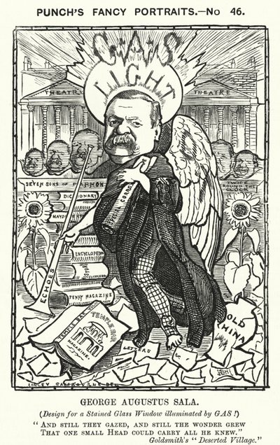 Punch tegneserie: George Augustus Sala, engelsk forfatter og journalist (gravering) av Edward Linley (after) Sambourne