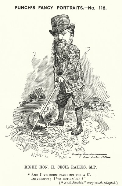 Punch tegneserie: Henry Cecil Raikes, engelsk konservativ politiker (gravering) av Edward Linley (after) Sambourne