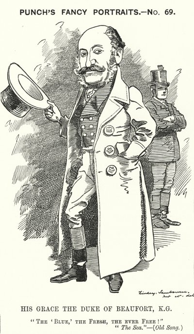 Punch tegneserie: Henry Charles Fitzroy Somerset, 8. hertug av Beaufort, engelsk soldat og konservativ politiker (gravering) av Edward Linley (after) Sambourne