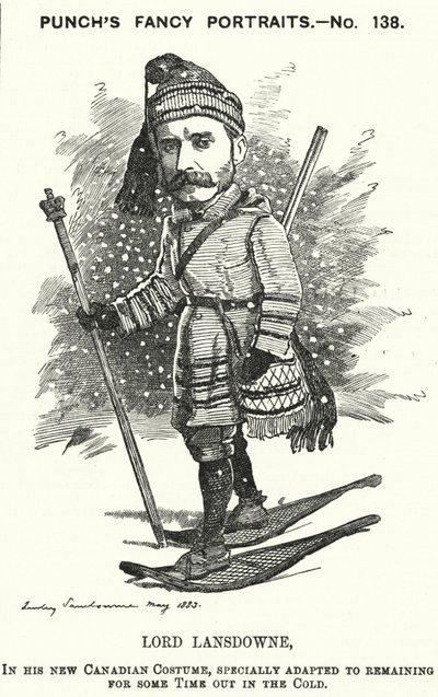 Punch tegneserie: Henry Petty-Fitzmaurice, 5th Marquess of Lansdowne, britisk politiker og generalguvernør i Canada (gravering) av Edward Linley (after) Sambourne