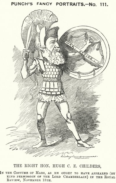 Punch tegneserie: Hugh Childers, engelsk liberal politiker (gravering) av Edward Linley (after) Sambourne