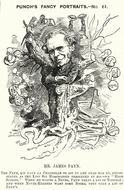 Punch tegneserie: James Payn, engelsk forfatter (gravering) av Edward Linley (after) Sambourne