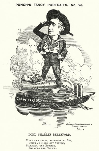 Punch tegneserie: Lord Charles Beresford, anglo-irsk admiral og konservativ politiker (gravering) av Edward Linley (after) Sambourne