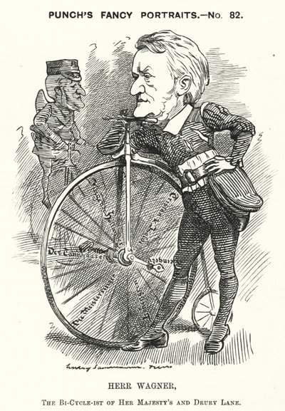 Punch tegneserie: Richard Wagner, tysk komponist (gravering) av Edward Linley (after) Sambourne