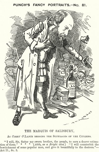 Punch tegneserie: Robert Gascoyne-Cecil, 3rd Marquess of Salisbury, engelsk konservativ politiker (gravering) av Edward Linley (after) Sambourne
