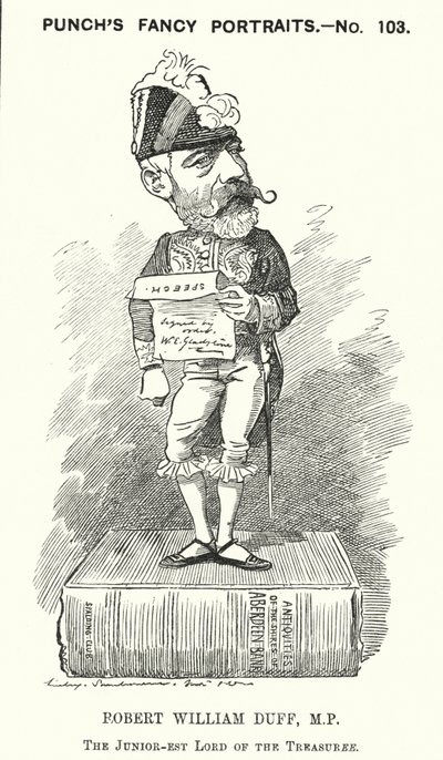 Punch tegneserie: Robert William Duff, skotsk liberal politiker (gravering) av Edward Linley (after) Sambourne