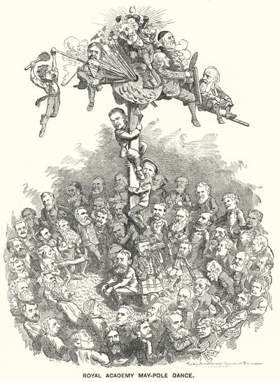 Punch tegneserie: Royal Academy Maypole Dance (gravering) av Edward Linley (after) Sambourne
