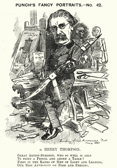 Punch tegneserie: Sir Henry Thompson, engelsk kirurg (gravering) av Edward Linley (after) Sambourne