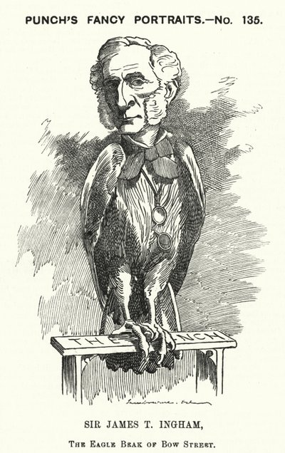 Punch tegneserie: Sir James Taylor Ingham, engelsk advokat og politidommer (gravering) av Edward Linley (after) Sambourne
