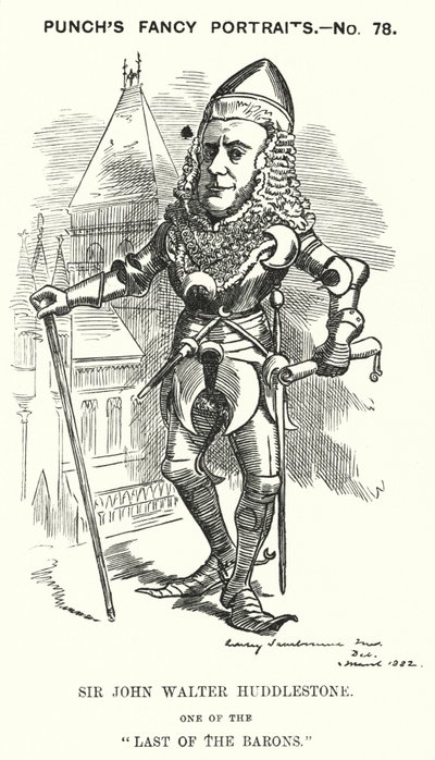 Punch tegneserie: Sir John Walter Huddleston, engelsk advokat og dommer (gravering) av Edward Linley (after) Sambourne