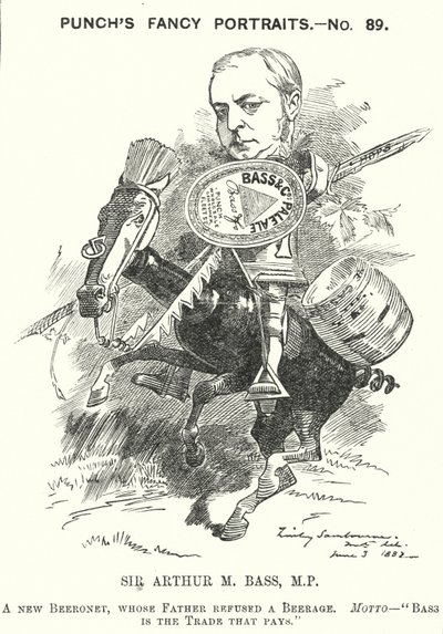 Punch tegneserie: Sir Michael Arthur Bass av Edward Linley (after) Sambourne